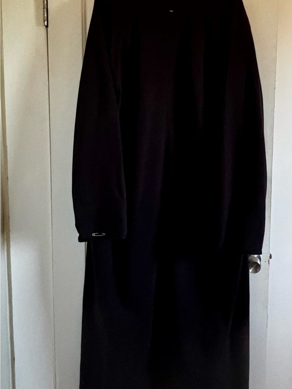 Rag & Bone Black Extra Long Women’s Coat with Safety Pin Accents - Picture 3 of 6